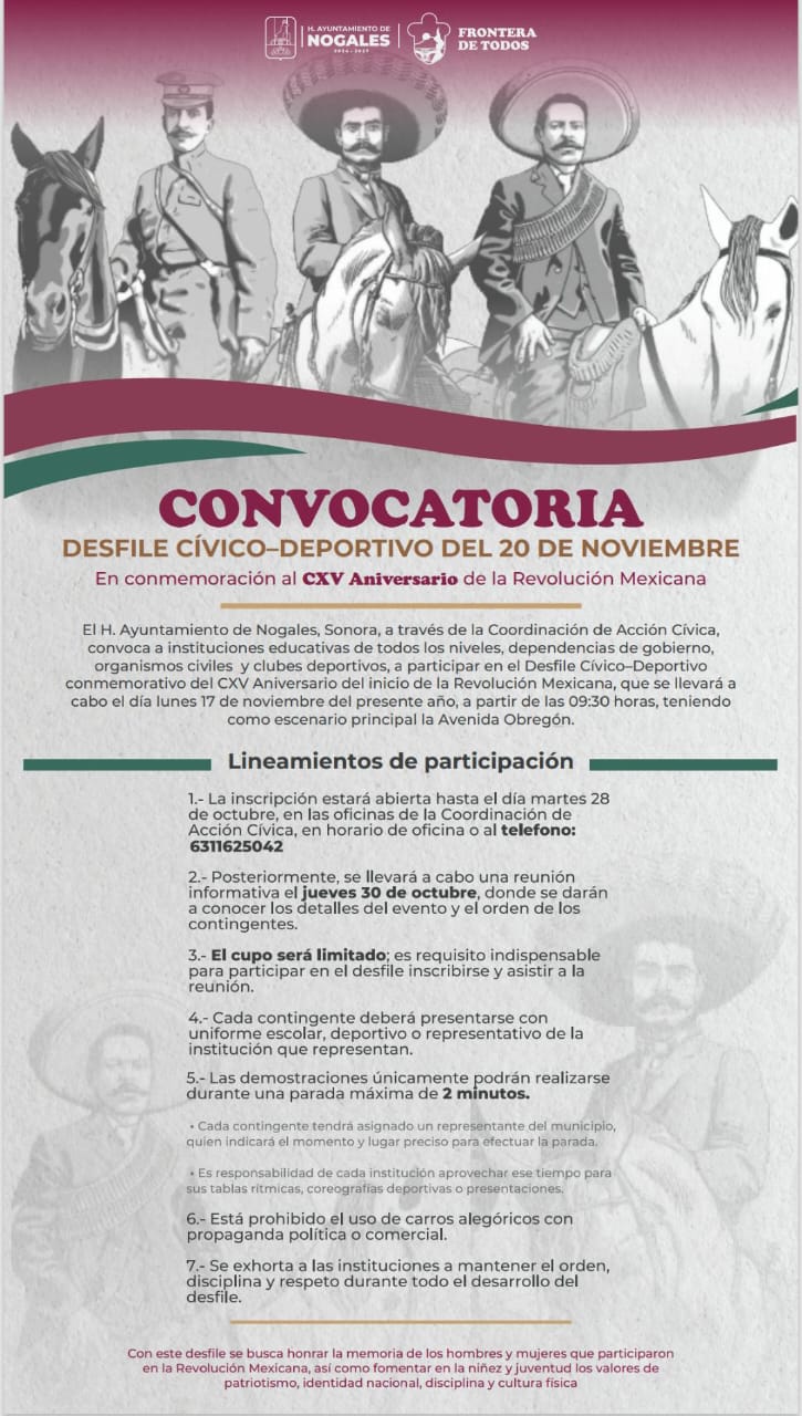 Abren convocatoria de del Desfile Cívico-Deportivo de la Revolución Mexicana